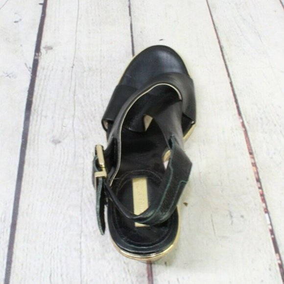 Louise et Cie Black Leather Open Toe High Heel Sling Back Sandals Size 6 M - Picture 7 of 10